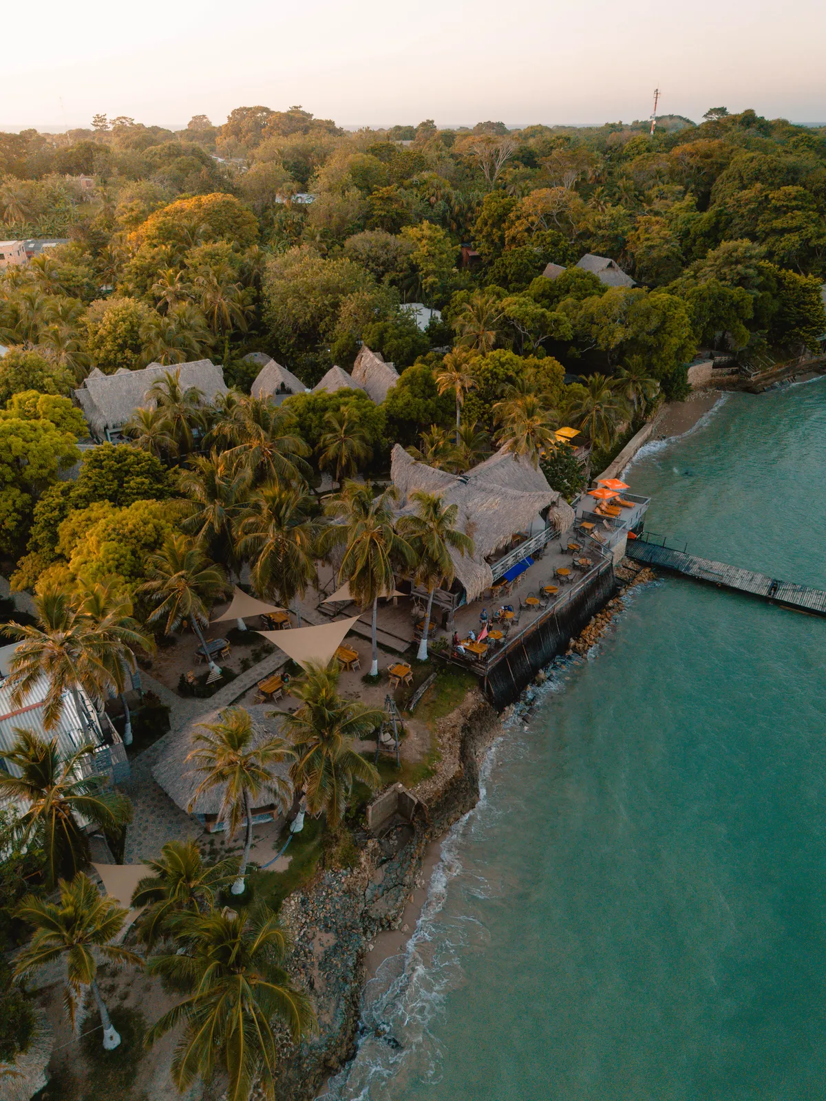 La Playita lodging and beach from the air